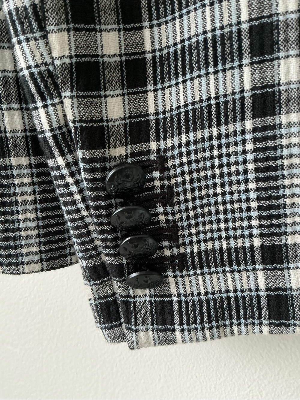 VERONICA BEARD Plaid Dickey Jacket One Button Black Blue Glen Plaid Size 2 EUC - Picture 8 of 16